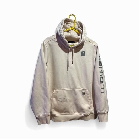 Carhartt Women's Pullover Hoodie Solid Relaxed Cotton Pink Size 3X Distressed - Picture 1 of 7